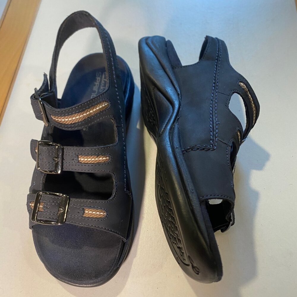 Clarks - Size 6.5M - Women's Springers blue adjustable strap sandals